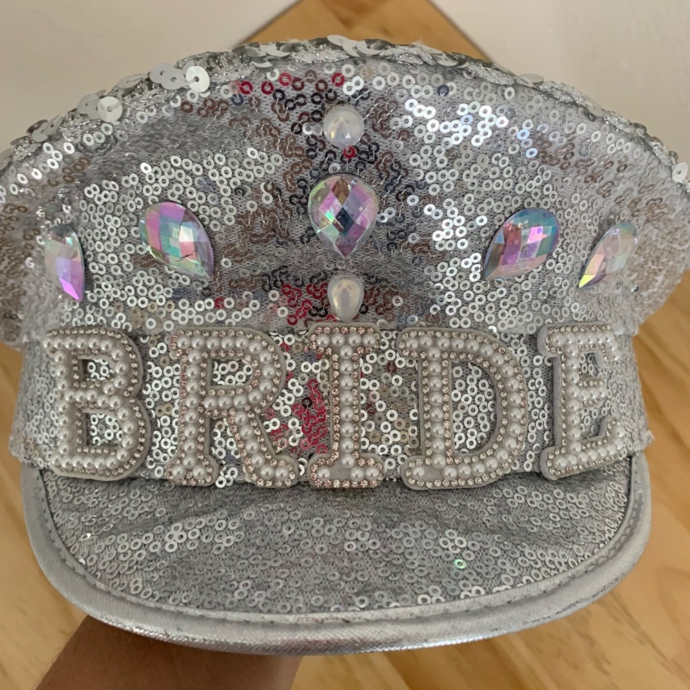 Sequin Captains Bride Hat - Silver - image 5